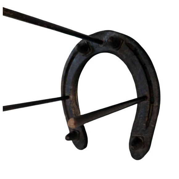 Horseshoe Metal Hat Hanger, Tool Holder Workhorse size shoe With Rustic Western - Picture 2 of 6